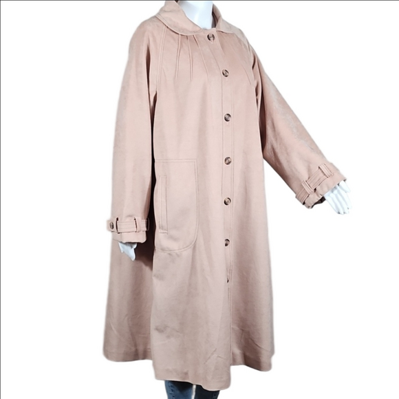 Vintage 60s Aquamates All Weather Soft Faux Suede Swing Coat in Blush Taupe - Picture 1 of 16